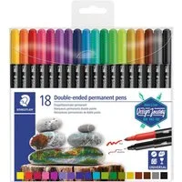 STAEDTLER Filzstift Doppelfasermaler Duo permanent Office Etui VE=18 Farben