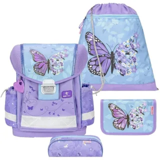 Belmil Schulranzen-Set 4-tlg Mädchen Classy Purple Blue Butterfly | AGR