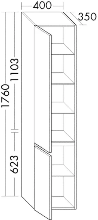 Burgbad Hochschrank Accura PG1 1760x400x350 Dunkelgrau Matt, HSRJ040LF6043 HSRJ040LF6043