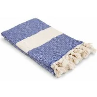 my Hamam Hamamtücher Pestemal Hamamtuch royalblau naturbeige ca. 100x180 cm "Diamant", (1-St), mit schönen Fransen und Webmuster