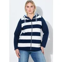 Ulla Popken Sweatjacke Sweatjacke Streifen Kapuze Langarm