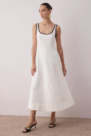 Ärmelloses, gerades Midi-Kleid für Damen, lässig/alltagstauglich