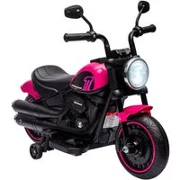 HOMCOM Elektro-Kindermotorrad Kinderfahrzeug mit 2 abnehmbaren Stützrädern Kunststoff Eisen Rosa, Belastbarkeit 25 kg, (1-tlg), 76L x 42B x 57H cm