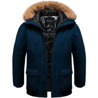 Amaci&Sons Winterjacke NORWALK Winterjacke Herren Gefütterte Dicke Glanz Winter Jacke Mantel Parka mit Kapuze