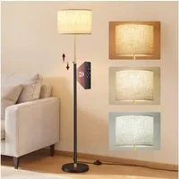 VASAGLE Stehlampe höhenverstellbare Leselampe, 140-170 cm hoch, mit Fernbedienung, Memory-Funktion, Fußtaster, Lampenschirm aus Stoff