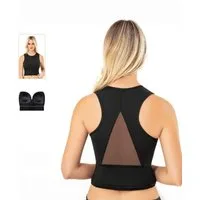 fashionshowcase Crop-Top Sportliches Bustier-Top mit Pads & Mesh-Rücken, Scuba-Stoff Mesh-Rücken, athletischer Look