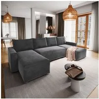 Masseno Ecksofa DENI mit Schlaffunktion U-Form, Sofa mit Bettkasten