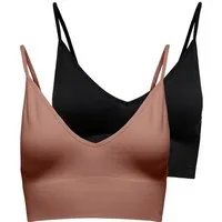 ONLY Bustier ONLVICKY – BH-Tops mit geripptem Detail im 2er-Pack (Packung, 2-tlg) figurbetont, modisch, Materialmix, Jersey, Spaghettiträger