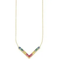 Bruno Banani Kette mit Anhänger Schmuck Geschenk Silber 925 Halsschmuck Halskette Regenbog Gold, mit Zirkonia (synth)