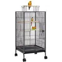 Yaheetech Vogelkäfig mit Rollen Wellensittich-Käfig mit Dachöffnung, Vogelvoliere, großer Raum für Vögel, 45,5x45,5x89,5 cm