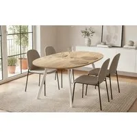 B&D home Esstisch TILL, ausziehbar 120-160 cm mit Butterfly-Einlage, Gestell in Schwarz/Weiß