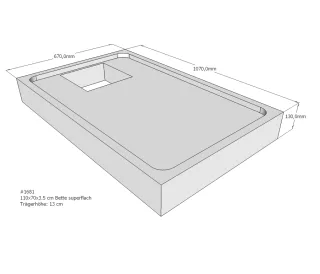 Neuesbad Wannenträger für Bette superflach 110x70x3,5 SD22775