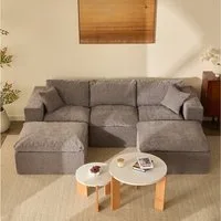 LITBIRD Sofa Ecksofa mit Schlaffunktion, extra tiefe Sitzfläche, Chenille-Bezug, 5 Teile, Modulares U-Form Sofa 265 cm, moderne Couch, ohne Montage