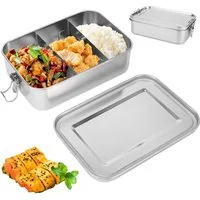 BlingBin Lunchbox Edelstahl 1400 ml mit Fächern Bento Box Brotdosen, Edelstahl, (1 Stück, 1-tlg., 20,2 x 14 x 6,6 cm), Tragbare Aufbewahrungsbehälter Auslaufsicher für Schule, Büro,Picknick