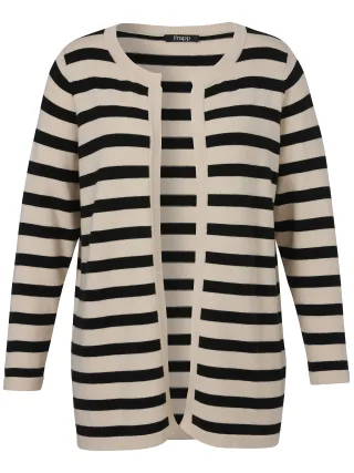 Frapp - Jacke offen 1/1 Arm Ringel sand/black - Gr. - 54
