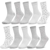 sockenkauf24 Basicsocken 10 Paar Damen Socken Mehrfarbig Streifen Punkte (34911/1, 35-38) Herzen Maritim Baumwolle