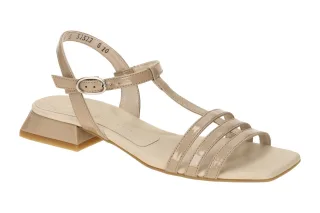Paul Green Damen Sandalette 6150-01 almond braun Lack Leder T-Steg Gummisohle...