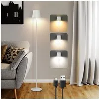 ZMH LED Stehlampe Wohnzimmer Dimmbar Modern Kabellos 125 cm Standleuchte Büro, Augenschutz, Einfache Installtion Außen, LED fest integriert, 3000-6500K, Weiß USB Akku mit 3 Farbtemperaturen Standleuchte Schlafzimmer