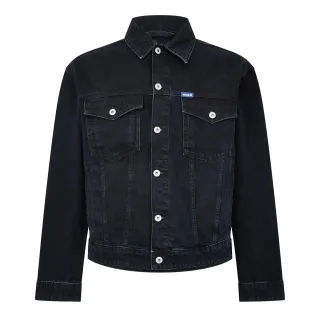 Hugo Herren-Truckerjacke aus Dex-Denim mit Brusttasche in schmaler Passform (Dunkelblau)