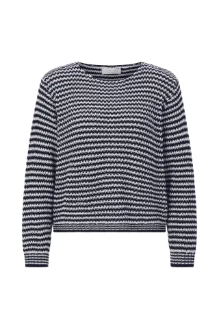 Rich & Royal - Striped Long SL VS midnight blue - Gr. - XS