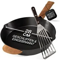 Moritz & Moritz Bratpfanne Gusseisenpfanne 28cm, Gusseisen (Set), Alle Herdarten Ofen & Grill geeignet, Voreingebrannt