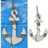 CEPEWA Dekoobjekt Deko Anker mit Tau 32x32x1cm weiß Antikfinish maritim Schiffsanker