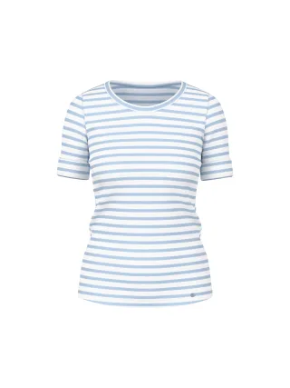 Marc Cain Additions - Ringel-T-Shirt aus Baumwoll-Ripp skyway new - Gr. - 44