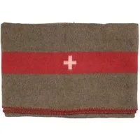 Wolldecke Schweiz. Wolldecke, braun, 200 x 150 cm, MFH, mit weißem Kreuz