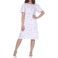Normann Nachthemd Normann Damen Nachthemd kurzarm – Romantisches Floral-Design