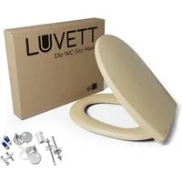 LUVETT WC-Sitz C100 mit Absenkautomatik, Duroplast sanitär, Universelle O-Form (Komplett-Set, Inklusive 3 Befestigungsarten), mit Original SoftClose® Absenkautomatik, Duroplast