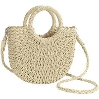 Zaewry Strandtasche Stroh-Strandtasche für Damen, Umhängetasche Boho-Geldbörse, süße gewebte Handtasche mit Henkel, Korbtasche