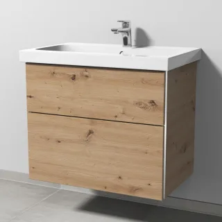 Sanipa 3way Waschtischunterbau zu Geberit iCon Light Waschtisch mit 2 Auszügen, Eiche Natural-Touch BR57485