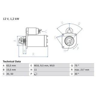 Bosch Anlasser 1,4 kW Ford Mazda Volvo 0986022131
