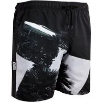 GUGGEN Mountain Badehose Badeshorts Badehose Herren Boardshorts Beachshort Strandhose 1603 Schnelltrocknende Badeshorts mit Kordelzug Palmen Schwarz Weiss Muster