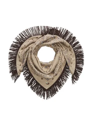 Kaschmirweiches Bandana mit Paisleymuster und Fransen beige