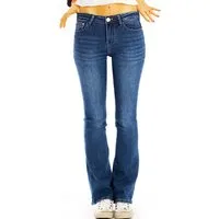 be styled Bootcut-Jeans Medium Waist Damen Basic Boot Cut Hüftjeans Slim Schlagjeans - j4k-4 mit Stretch-Anteil