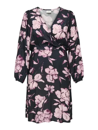 ONLY CARMAKOMA - CARLINKA LIFE LS V-NECK BLK DRESS AOP Black - Gr. - 52