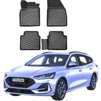 Trimak Passform-Fußmatten Oder Kofferraumwanne Oder Set für Ford Focus, Ford Focus Mk4 ab 2018 Gummimatten Auto TPE Allwetter Fussmatten