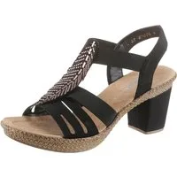 Rieker Sandalette, Sommerschuh, Sandale, Plateauabsatz, mit Strass-Steinchen verziert