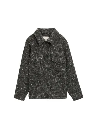 Denim Tom Tailor - Bouclé Jacke mit Brusttaschen salt and pepper boucle - Gr. - XS