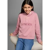 KIDSWORLD Kapuzensweatshirt NYC Paris London - Stickerei Langarm, gerade Passform, bedruckt, Kapuze, aus Baumwolle