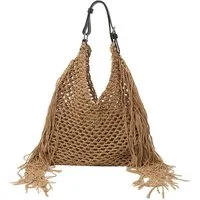 MOPUEA Strandtasche Boho Schultertasche Damen Fransen Häkeltasche Strand Shopper (Reisebehälter Set für Kosmetik und Pflegeprodukte, 16-teiliges Reiseset mit Flaschen, Dosen und Zubehör), Auslaufsicher, BPA-frei, platzsparend und wiederverwendbar