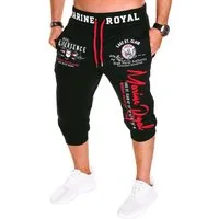 Jaylvis Bermudas Herren Short 3/4 Hose Kurze Jogginghose Sport Marine Royal Elastikbund mit Tunnelzug, aus Baumwolle