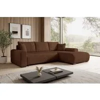 storez24 Ecksofa Ellen, mit Bettkasten und Schlaffunktion, Cordstoff, L-Form, bequem