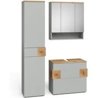 Vicco Badmöbel-Set Eden, Grau/Artisan, 3 Teile, (3-St., 3er Set)