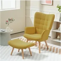 HOMCOM Relaxsessel Ohrensessel, Modern Armlehnensessel, Lesesessel, Schlafzimmer (Ohrensessel, 2-St., Polstersessel), für Wohnzimmer, Orange