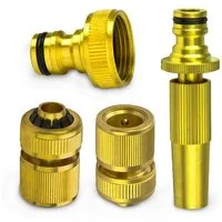Stabilo Sanitär Schlauchadapter Gartenschlauch Set 1/2 Zoll 13mm Messing Garnitur Sprühdüse