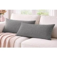 Amilian Dekokissen 40x80 cm 2er Set mit Füllung – Cord-Optik Sofakissen, mit Füllung und Bezug, formstabil, Hotelverschluss