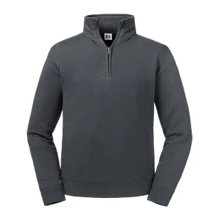Russell Herren Authentic Zip Neck Sweatshirt (Convoy Grau)