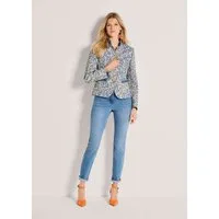 MADELEINE Kurzblazer Jacquardblazer mit Leo-Muster Baumwollblazer mit Stehkragen, Knopfleiste, Taschen und Langarm